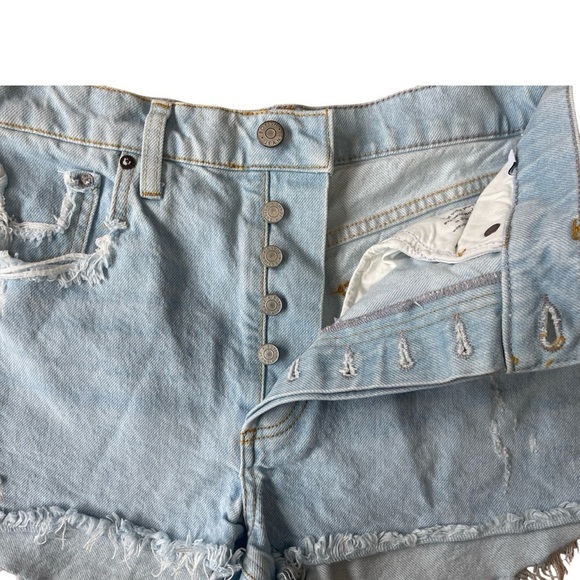 Boyish Cody High-Rise Distressed Denim Shorts Light Wash - Size 26 - Picture 7 of 16